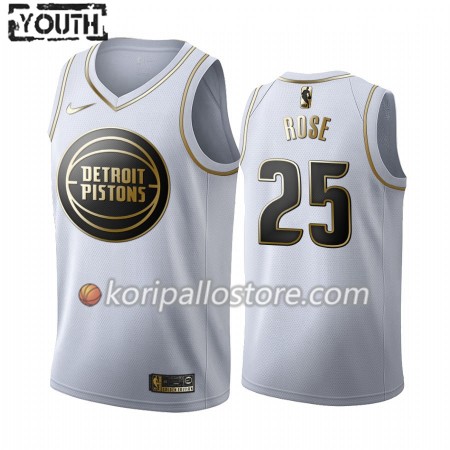 Detroit Pistons Derrick Rose 25 Nike 2019-2020 Valkoinen Golden Edition Lasten Pelipaidat Swingman